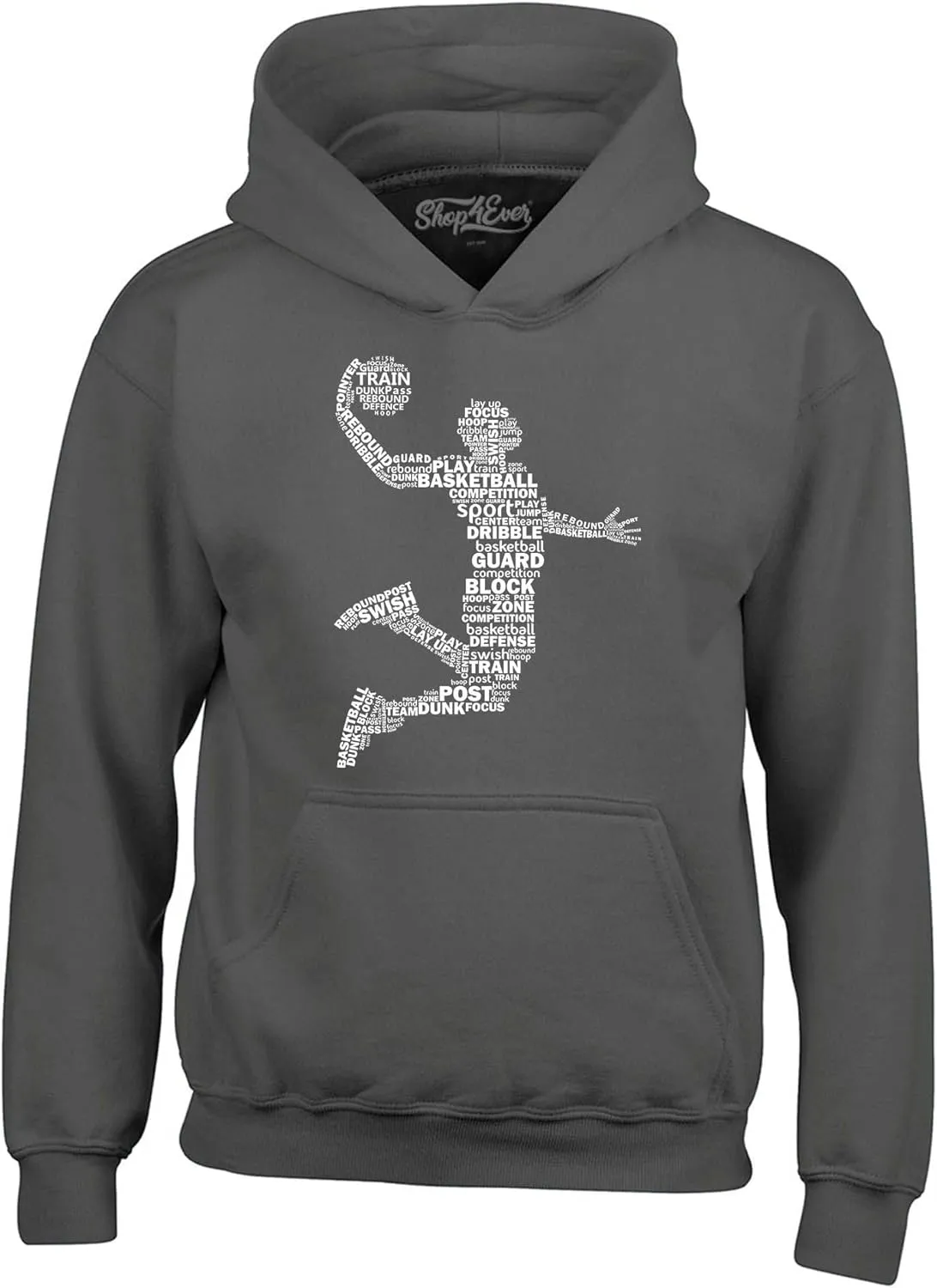 shop4ever Basketball Player Dunk Silhouette Word Cloud Hoodie Sweatshirts