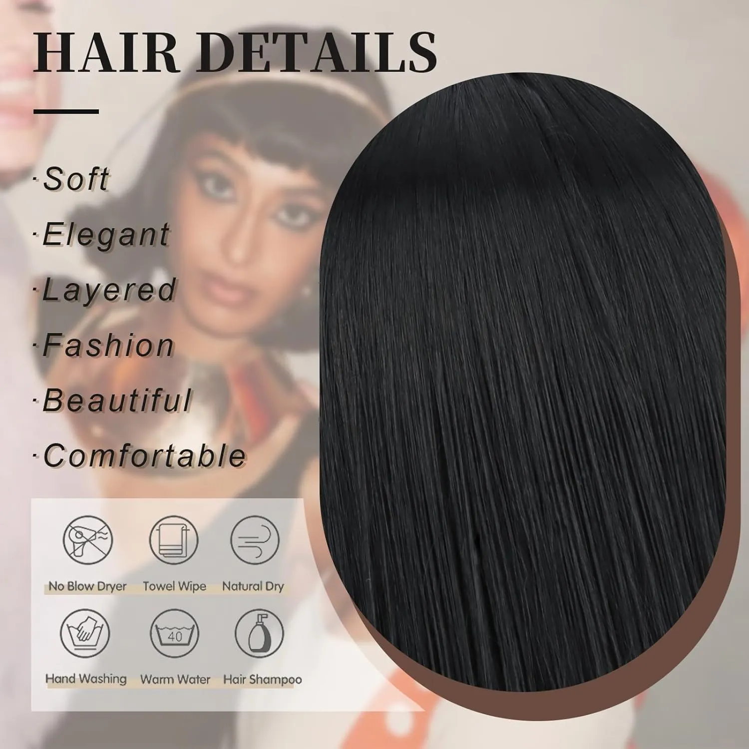 Short Black Straight Wig with Bangs Black Wigs for Women Bob Shoulder Length Wigs Heat Resistant Fiber Synthetic Hair Wigs Hair Replacement Natural Looking(12INCH)