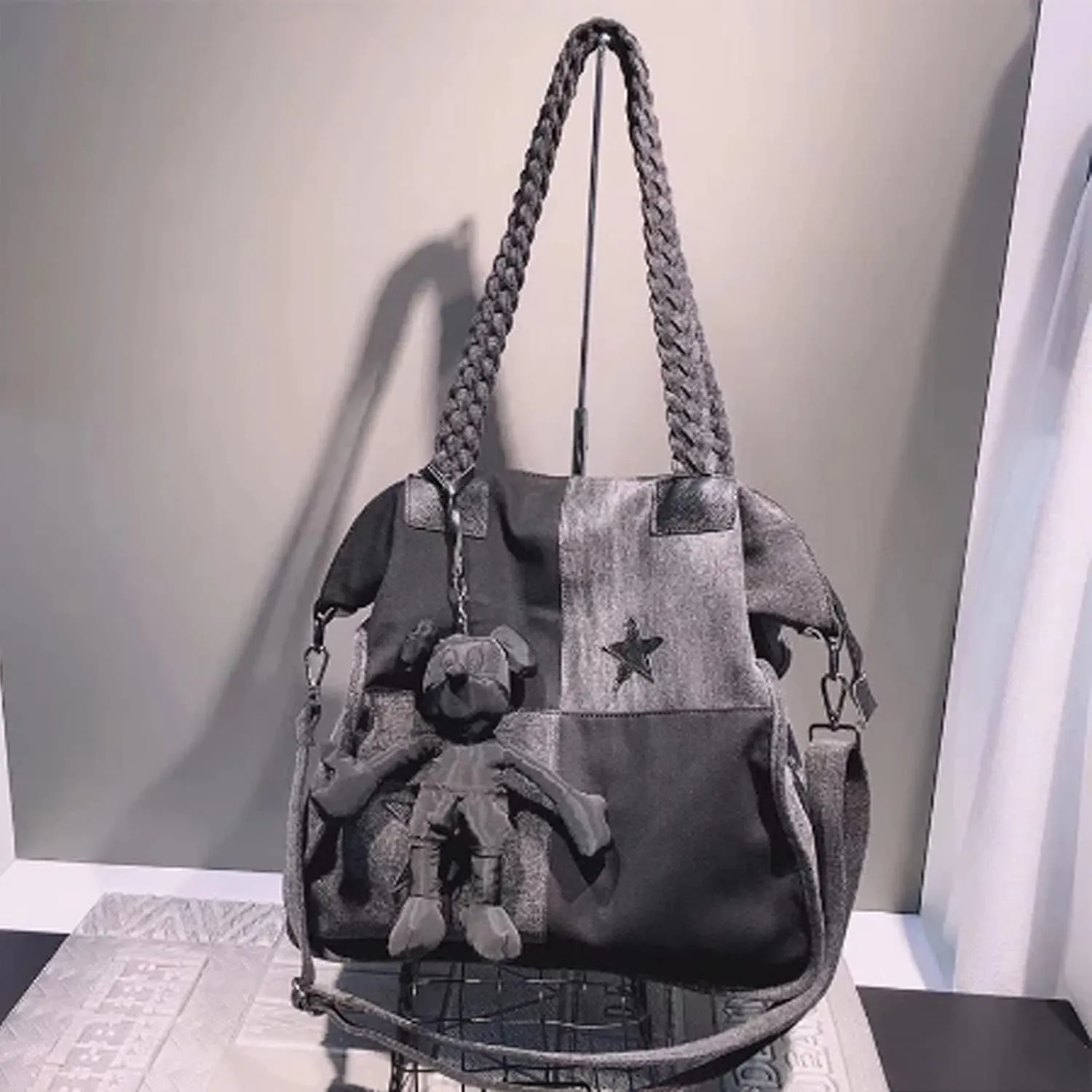 Single shoulder bag female European and American style Oxford bag simple retro portable crossbody bag net cloth bag