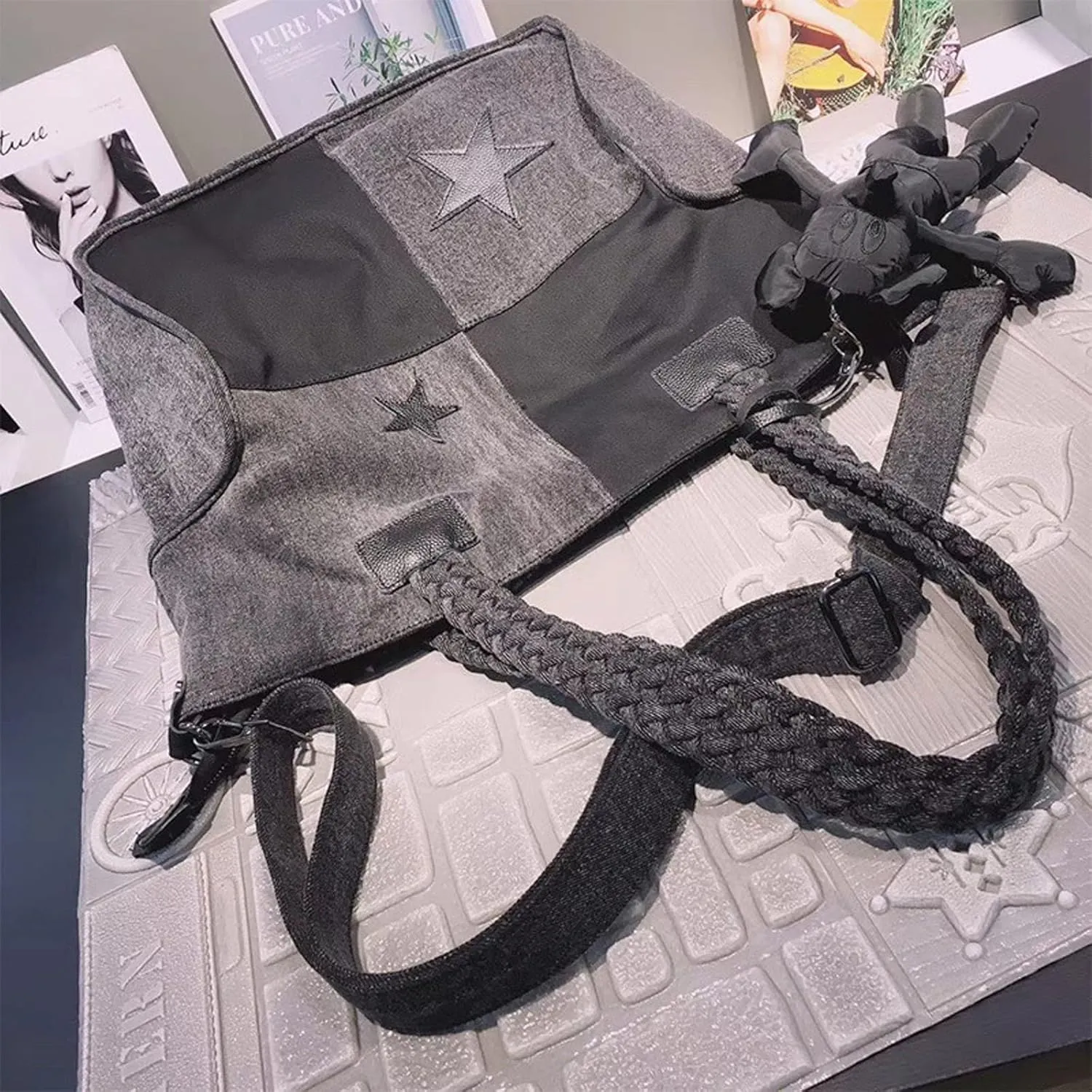 Single shoulder bag female European and American style Oxford bag simple retro portable crossbody bag net cloth bag
