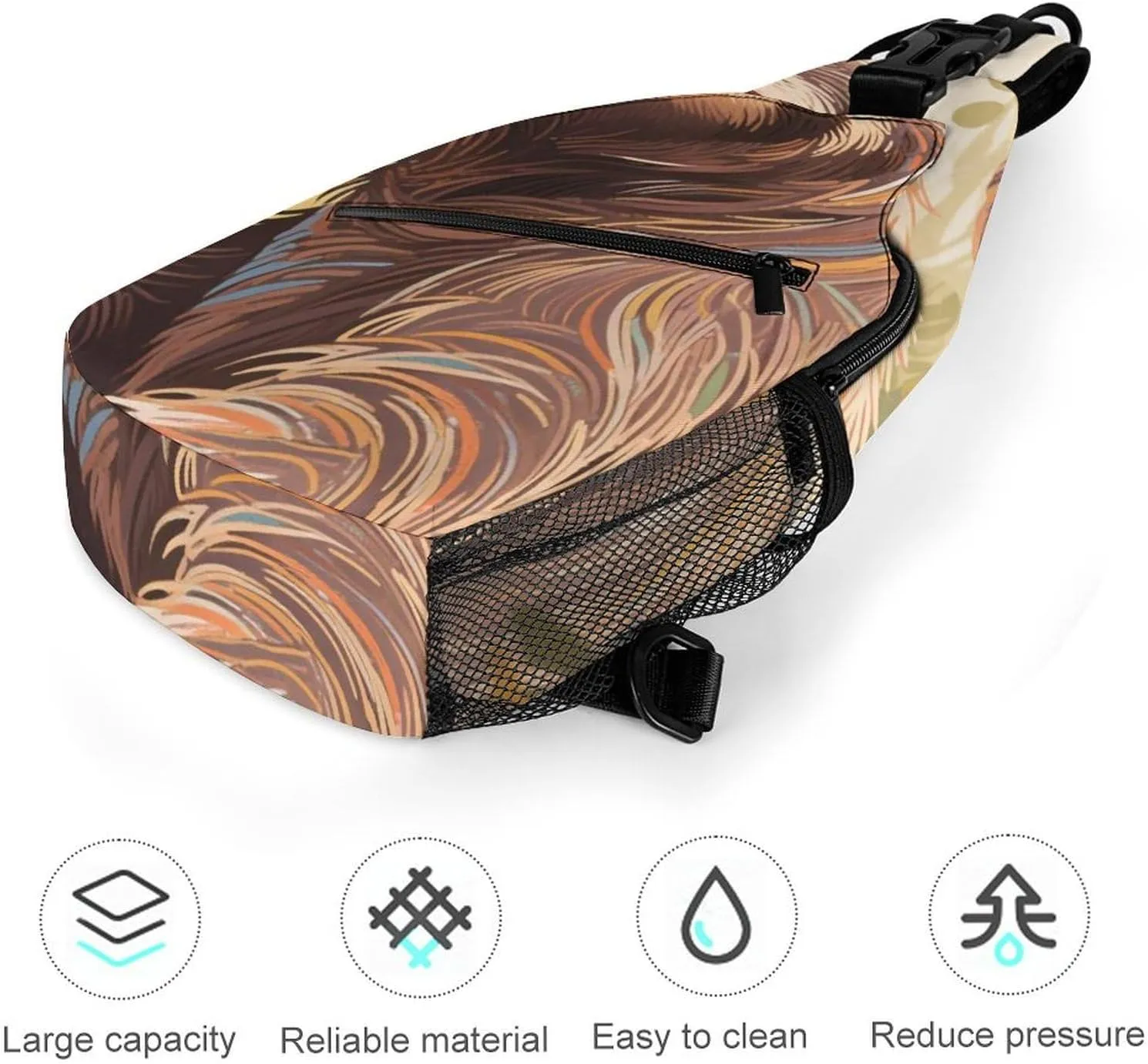 Sling Bag Backpack for Men Women Anti-Theft Multipurpose Casual Carrying Tote Case Crossbody Travel Messenger Bag, Animals Sloth Art Crossbody Sling Backpack