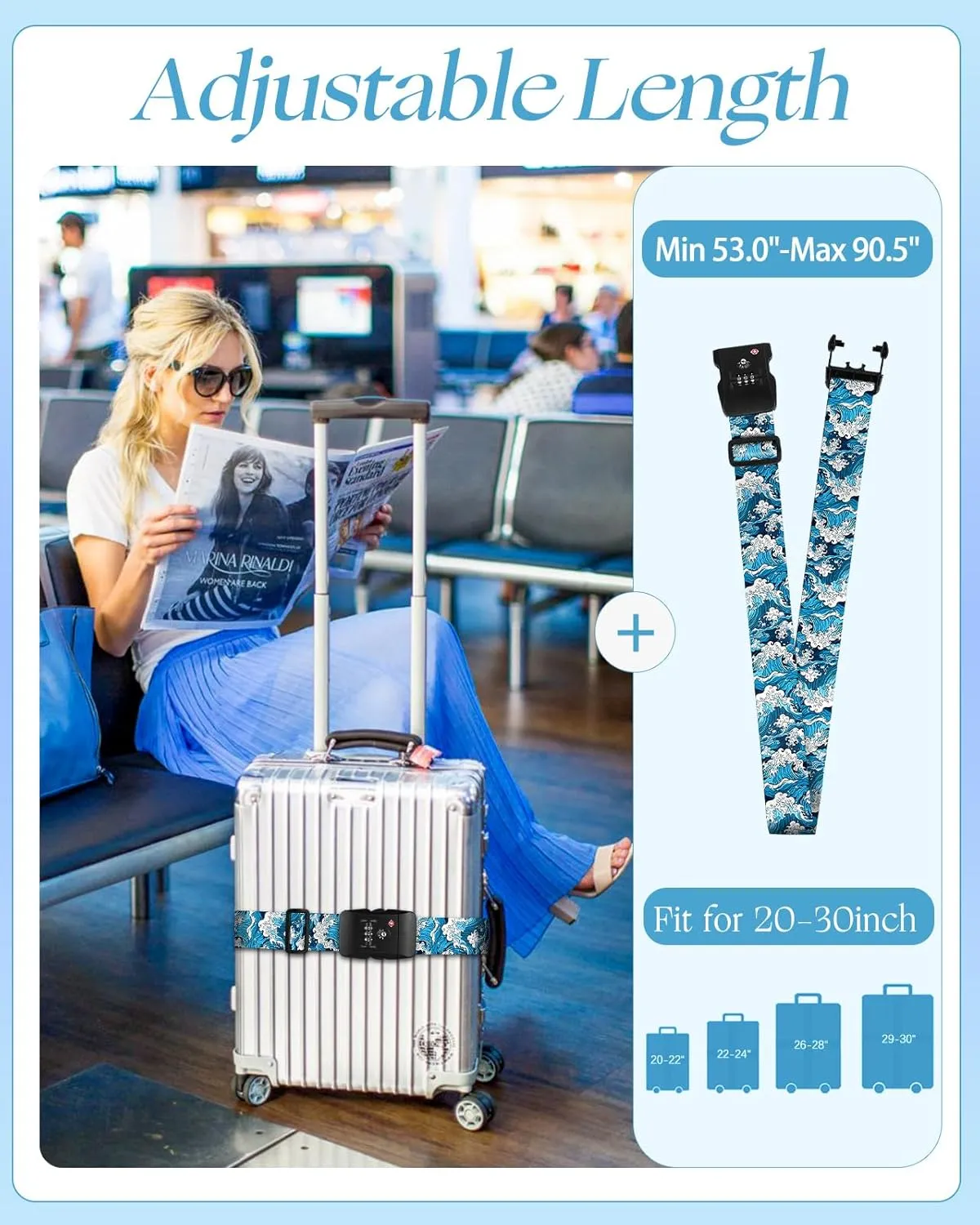 Slohif Luggage Straps TSA Lock for Suitcases - Travel Belt TSA Approved Accessories Luggage Identifiers Carry On Bag with Buckle Nylon Adjustable Band for Add a Bag Breakers