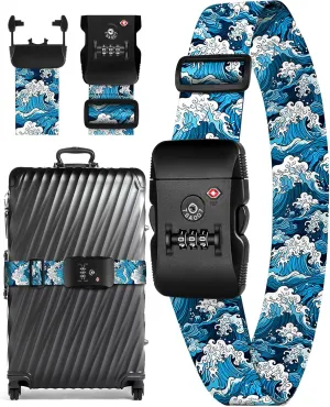 Slohif Luggage Straps TSA Lock for Suitcases - Travel Belt TSA Approved Accessories Luggage Identifiers Carry On Bag with Buckle Nylon Adjustable Band for Add a Bag Breakers