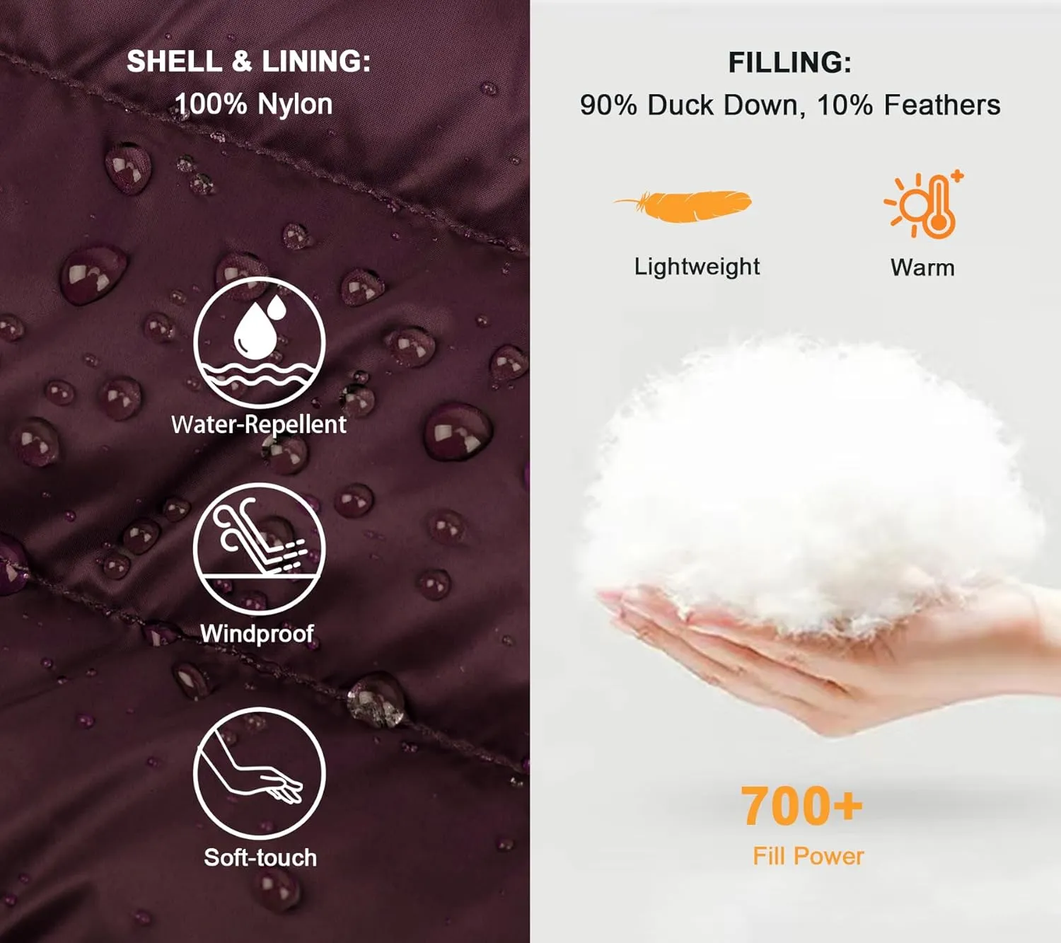 SLOW DOWN Women Lightweight Down Puffer Jacket, Women Hooded Packable Winter Jacket