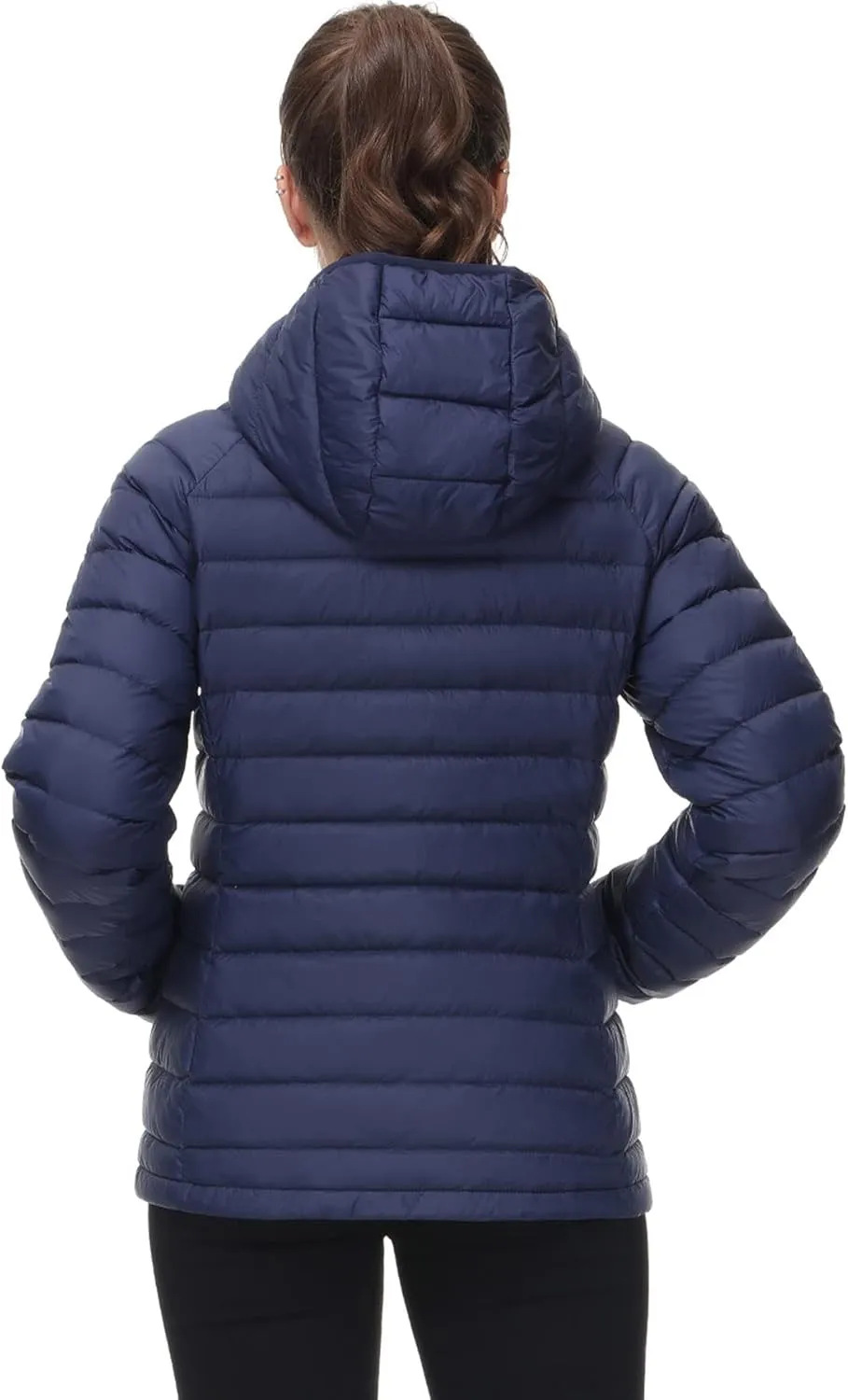 SLOW DOWN Women Lightweight Down Puffer Jacket, Women Hooded Packable Winter Jacket
