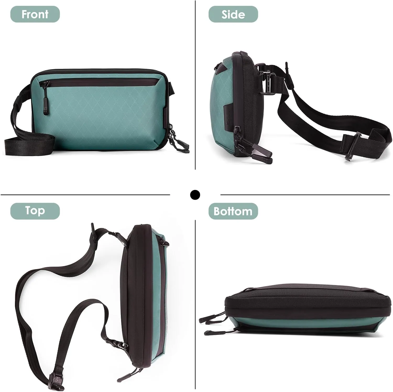 Small Crossbody Bag for Women, Vegan Waterproof Shoulder Purse with Nylon Diamond Quilted Fabric, Polyester 900D Backing