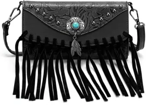 Small Crossbody Bags for Women Crossbody Handbag Fringe Purse Tassel Shoulder Bag Turquoise Concho Wallet