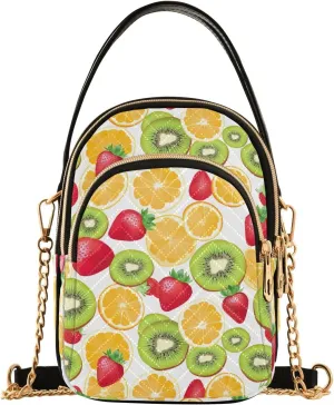 Small Crossbody Bags for Women Fruit Strawberry Kiwi Slices Pattern Cell Phone Purse Wallet Lightweight Shoulder Handbag for Ladies