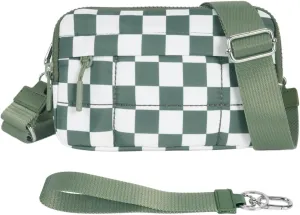 Small Crossbody Bags for Women Nylon Quilted Wristlet RFID Wallets with 4 Zipper Carry All Purse Credit Card Holder