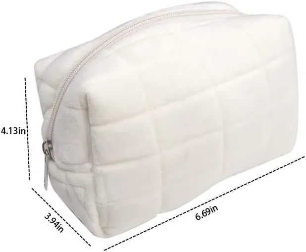small makeup bag cosmetic bag skin care bag cute accessories y2k accessories makeup bag cute makeup bags checkered makeup bag (6pcs White)