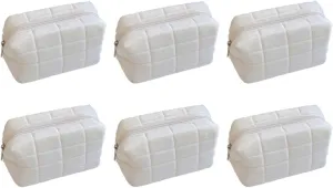 small makeup bag cosmetic bag skin care bag cute accessories y2k accessories makeup bag cute makeup bags checkered makeup bag (6pcs White)