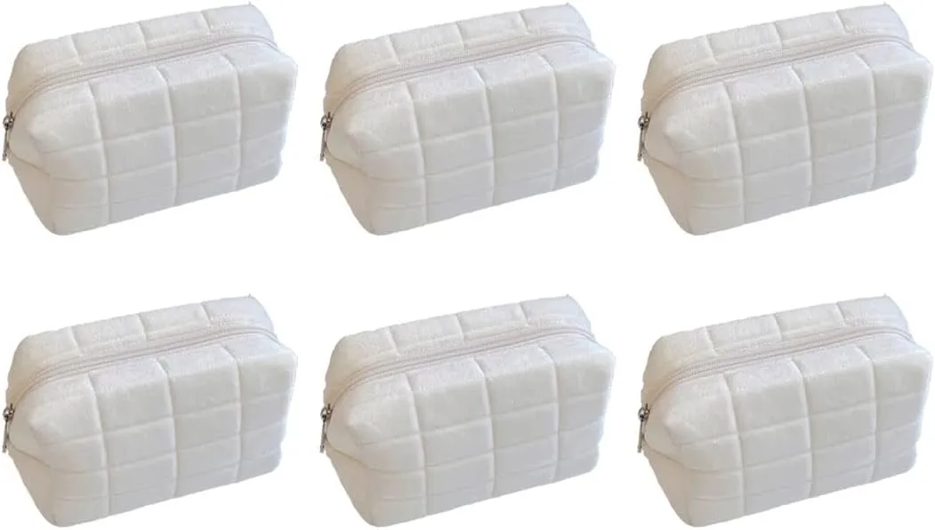 small makeup bag cosmetic bag skin care bag cute accessories y2k accessories makeup bag cute makeup bags checkered makeup bag (6pcs White)