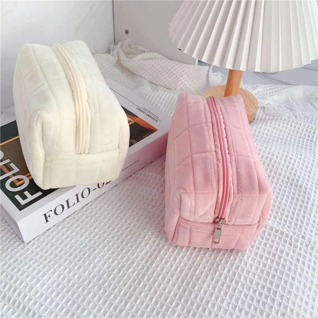 small makeup bag cosmetic bag skin care bag cute accessories y2k accessories makeup bag cute makeup bags checkered makeup bag (6pcs White)