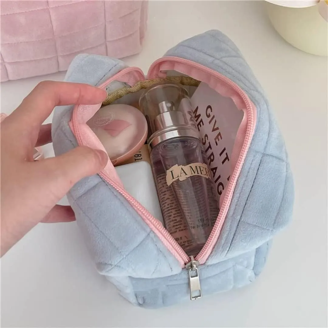 small makeup bag cosmetic bag skin care bag cute accessories y2k accessories makeup bag cute makeup bags checkered makeup bag (6pcs White)