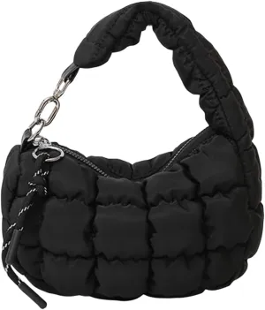 Small Puffer Purse, Mini Puffer Bag Wristlet Purses for Women Office Shopping, Lightweight Nylon Quilted Bag Gift