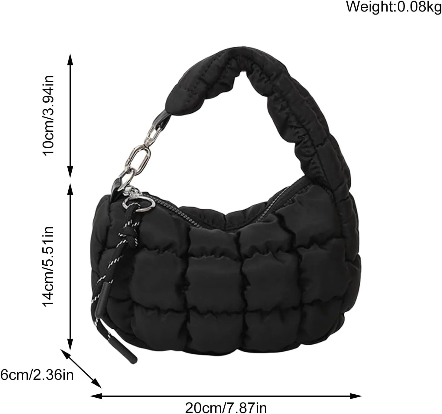 Small Puffer Purse, Mini Puffer Bag Wristlet Purses for Women Office Shopping, Lightweight Nylon Quilted Bag Gift