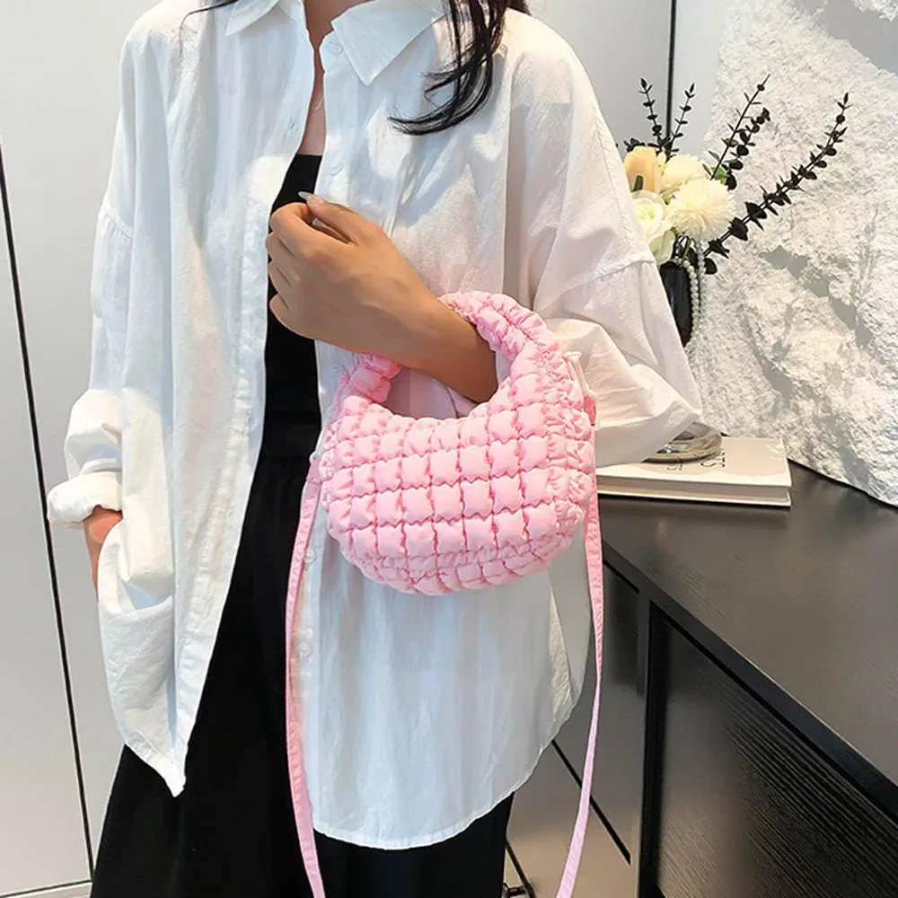 Small Quilted Bubble Bag Lightweight Puffer Handbag Soft Down Cotton Padded Shoulder Crossbody Bag