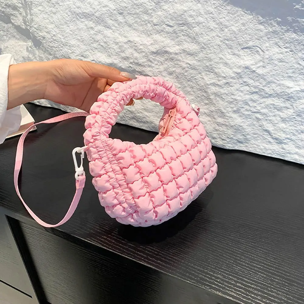 Small Quilted Bubble Bag Lightweight Puffer Handbag Soft Down Cotton Padded Shoulder Crossbody Bag