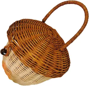 Small Woven Basket Handle Rattan Storage Rattan Acorn Bag Wicker Storage Basket Flower Gathering