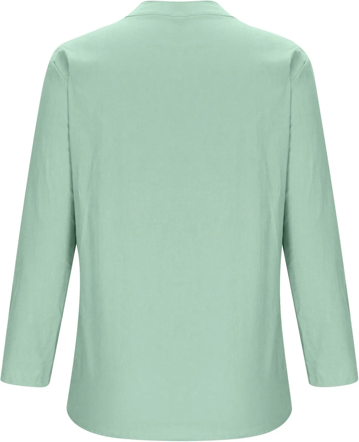 SMIDOW Linen Tops for Women Summer Plus Size Button Down Cotton Linen Shirts Long Sleeve v Neck Loose Comfy Blouse 2023