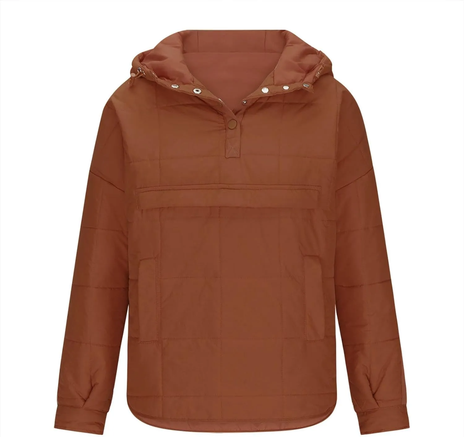 SMIDOW Womens Oversized Puffer Jacket Quilted Dolman Hoodies Lightweight Button Down Hooded Pullover Fall Winter Warm Clothes