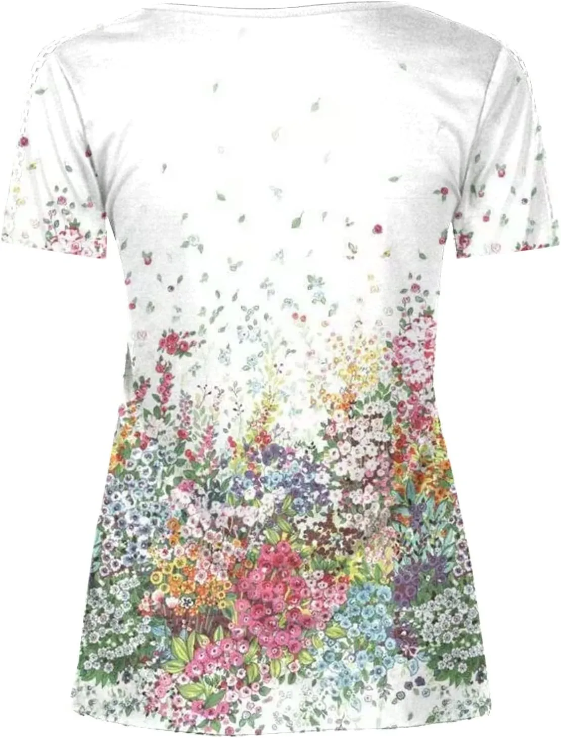 SMIDOW Womens Tunic Tops Trendy Vintage Boho Shirts Short Sleeve Notch v Neck t-Shirt 2023 Casual Summer Blouse Empire Waist