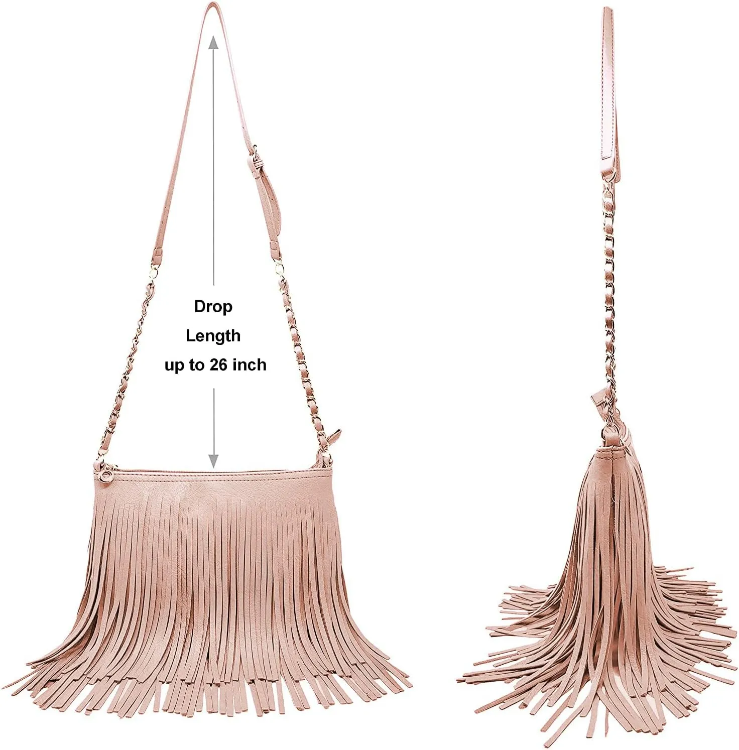 Solene Fringe Crossbody Shoulder Bag with Strap, Tassel Messenger bag, Country Style Western Fringe Purse for Women