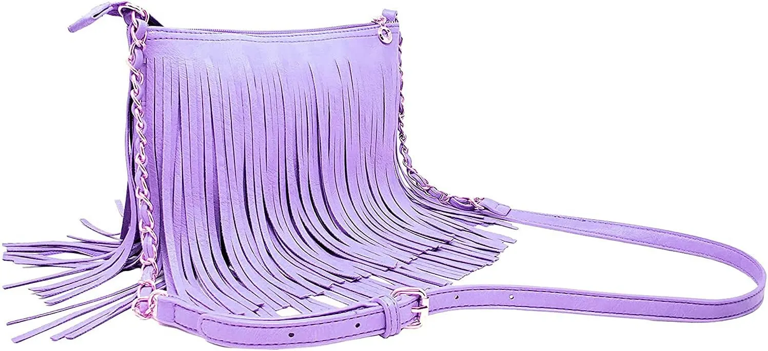 Solene Fringe Crossbody Shoulder Bag with Strap, Tassel Messenger bag, Country Style Western Fringe Purse for Women