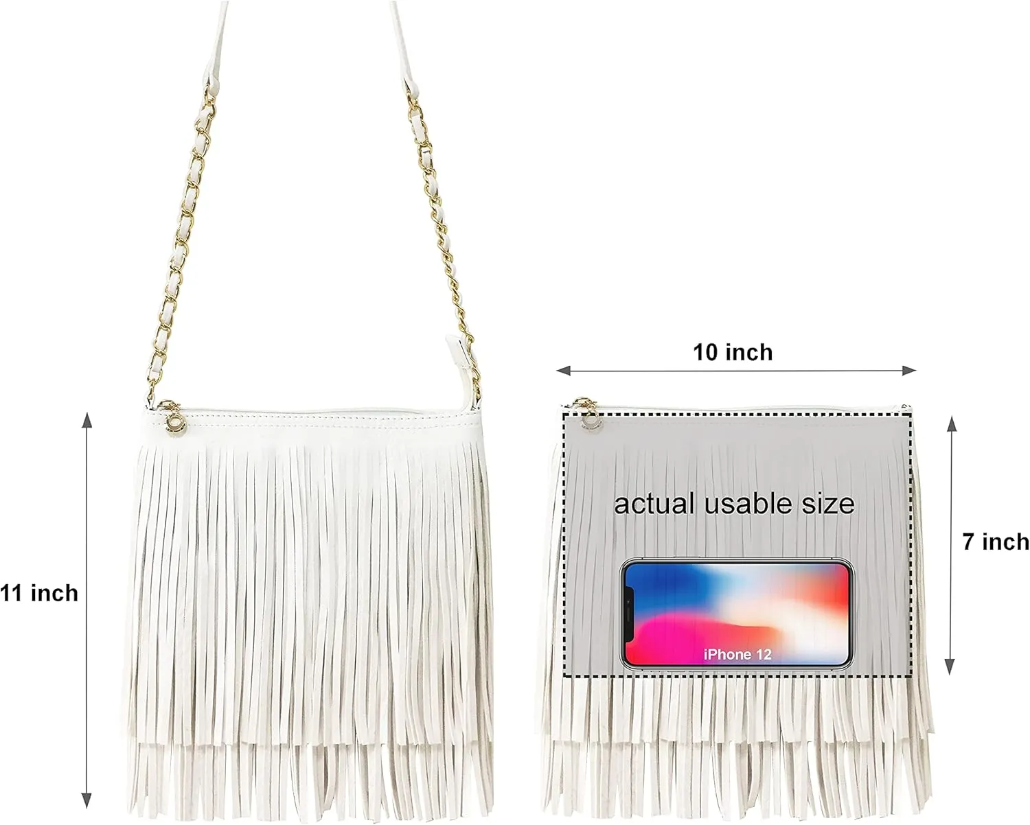 Solene Fringe Crossbody Shoulder Bag with Strap, Tassel Messenger bag, Country Style Western Fringe Purse for Women