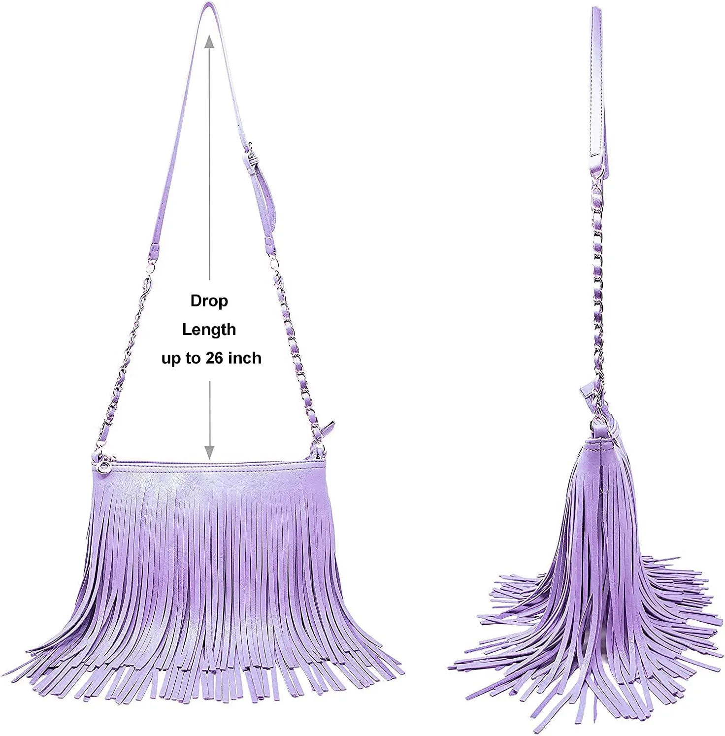 Solene Fringe Crossbody Shoulder Bag with Strap, Tassel Messenger bag, Country Style Western Fringe Purse for Women