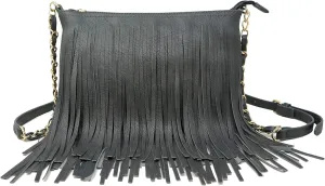 Solene Fringe Crossbody Shoulder Bag with Strap, Tassel Messenger bag, Country Style Western Fringe Purse for Women