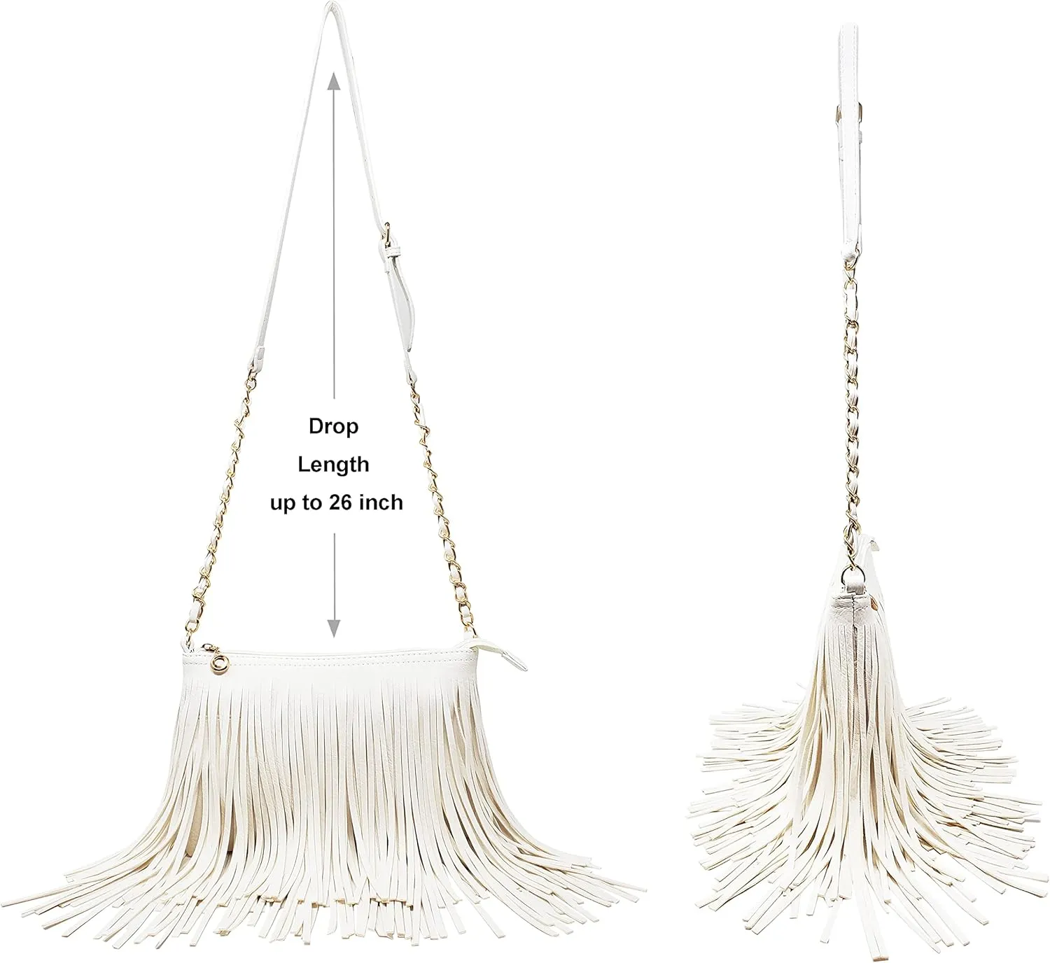 Solene Fringe Crossbody Shoulder Bag with Strap, Tassel Messenger bag, Country Style Western Fringe Purse for Women