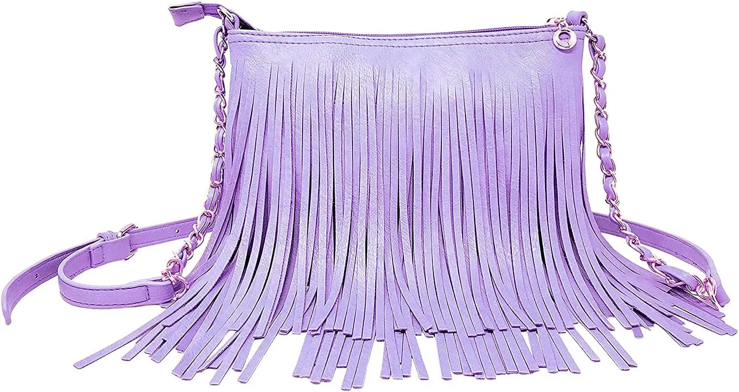 Solene Fringe Crossbody Shoulder Bag with Strap, Tassel Messenger bag, Country Style Western Fringe Purse for Women