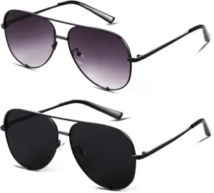 SORVINO Oversized Aviator Sunglasses for Women Men Trendy Retro Bulk Shade Black Faded Sun Glasses Classic UV Protection