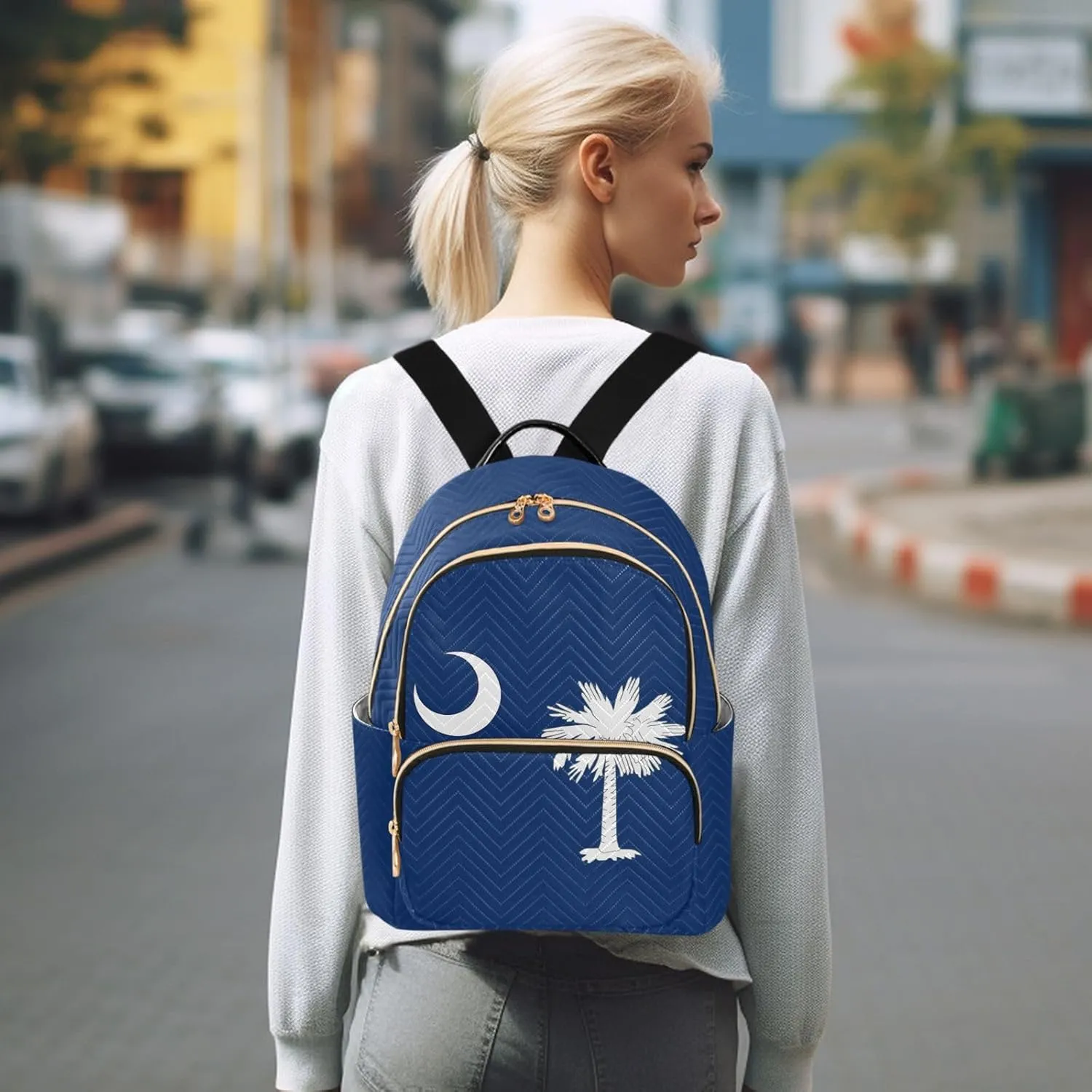 South Carolina Flag Mini Backpack for Women, Travel Backpack Purse for Ladies Fashion Shoulder Bag Daypack Travel Bag