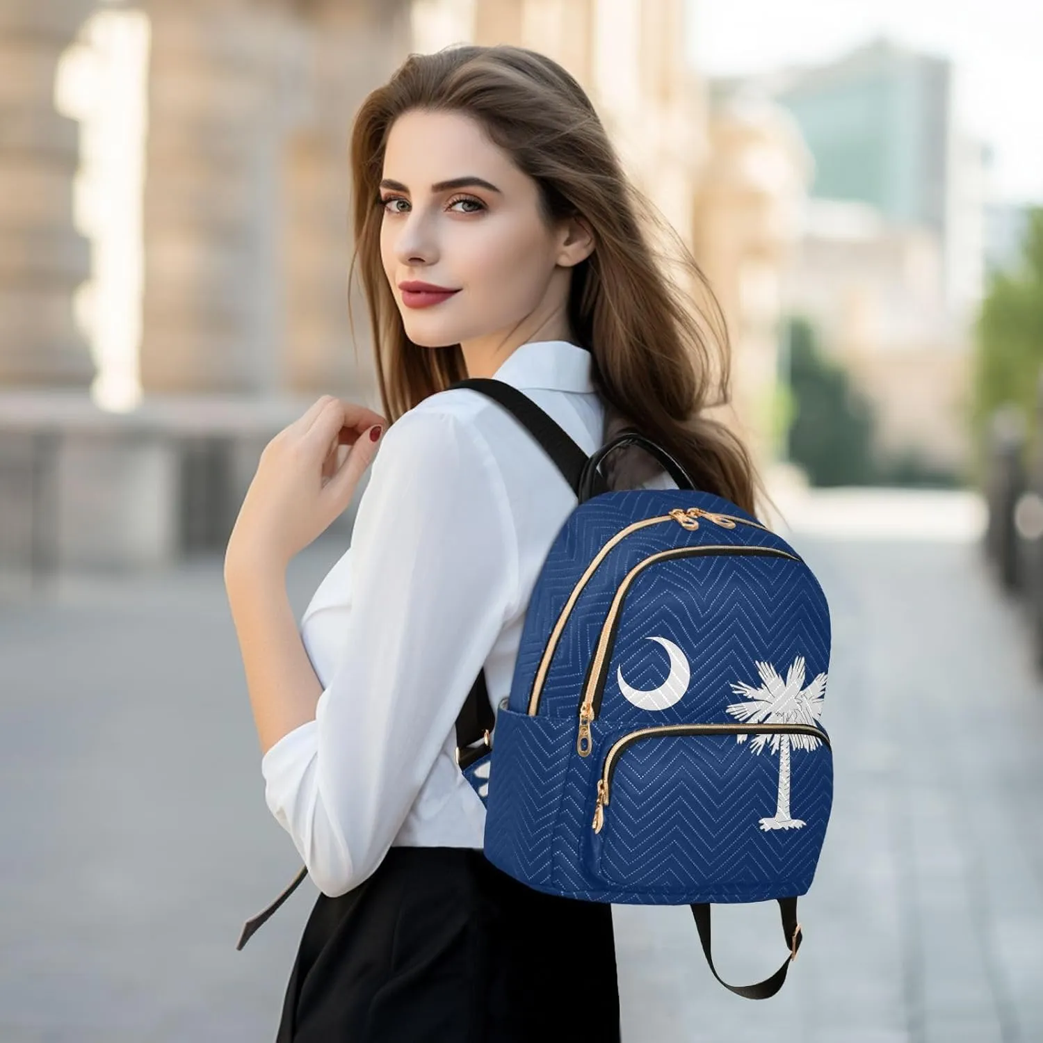 South Carolina Flag Mini Backpack for Women, Travel Backpack Purse for Ladies Fashion Shoulder Bag Daypack Travel Bag