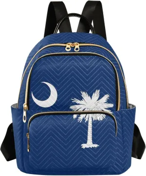 South Carolina Flag Mini Backpack for Women, Travel Backpack Purse for Ladies Fashion Shoulder Bag Daypack Travel Bag