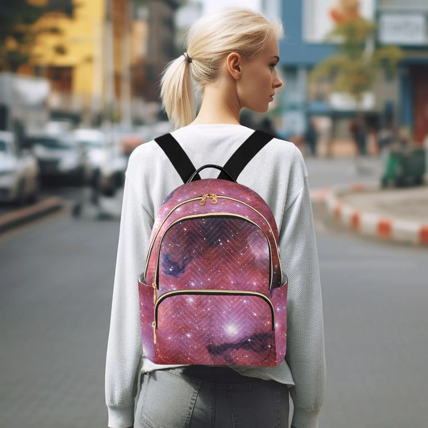 Space Milky Way Galaxy Mini Backpack for Women, Travel Backpack Purse Daypack Shoulder Bag for Ladies