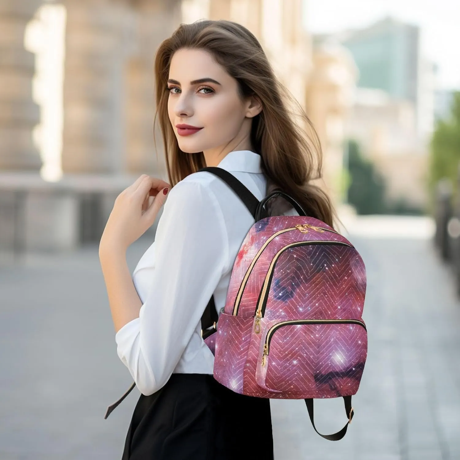 Space Milky Way Galaxy Mini Backpack for Women, Travel Backpack Purse Daypack Shoulder Bag for Ladies