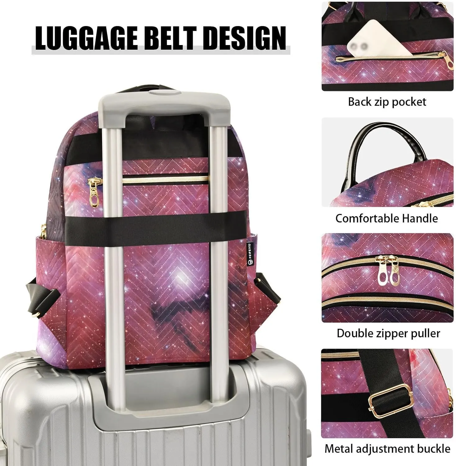 Space Milky Way Galaxy Mini Backpack for Women, Travel Backpack Purse Daypack Shoulder Bag for Ladies