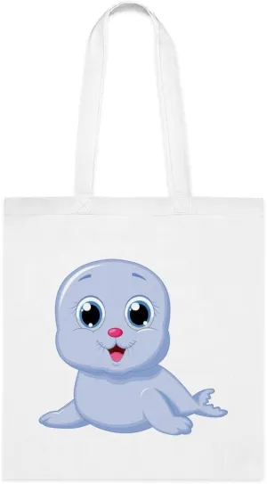 SpreadPassion Cute Baby Seal Cartoon Tote Bag, Funny Seal Lover Gift, Seal Shoulder Bag, Seal Reusable Bags, Birthday Christmas Basket Gag Gift Idea