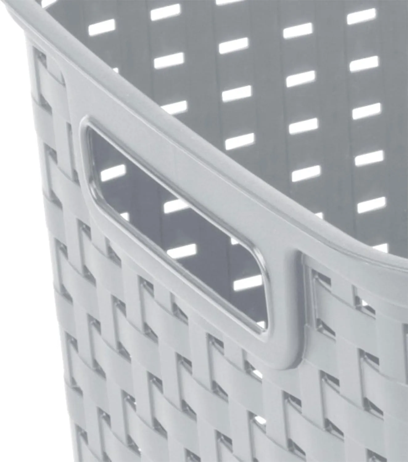 Sterilite 12 Pack Tall Weave Baskets, Plastic Decorative Storage Organizer Bin, Cement Gray