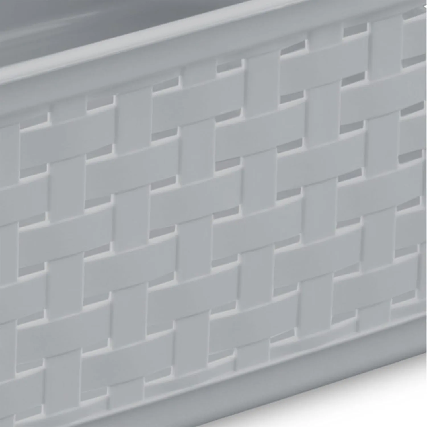 Sterilite Short Plastic Weave Storage Basket, Bin Organization for Countertops, Tabletops, and Shelves for Crafts, Jewelry, Gray, 6-Pack