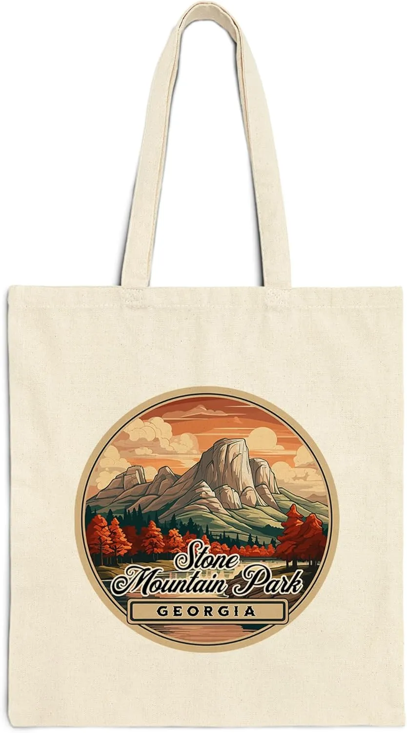 Stone Mountain Park Georgia Cotton Tote Bag for Women Men Casual Tote Bag Cloth Canvas Shopping Bags with Handles Cute Bags Everyday Use 15" x 16" Aesthetic Gift ID44997