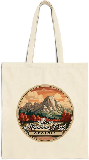 Stone Mountain Park Georgia Cotton Tote Bag for Women Men Casual Tote Bag Cloth Canvas Shopping Bags with Handles Cute Bags Everyday Use 15" x 16" Aesthetic Gift ID44997