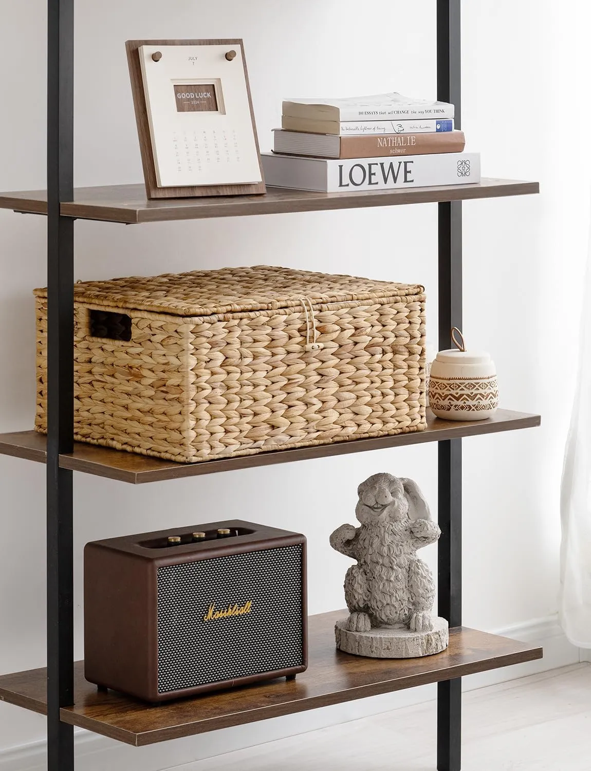 StorageWorks Large Water Hyacinth Baskets for Organizing, Wicker Basket with Lid for Shelves, Storage Basket with Lid and Built-in Handles, 1 Pack
