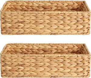 StorageWorks Toilet Tank Basket for Bathroom, Water Hyacinth Storage Baskets for Toilet Tank Top, 2-Pack