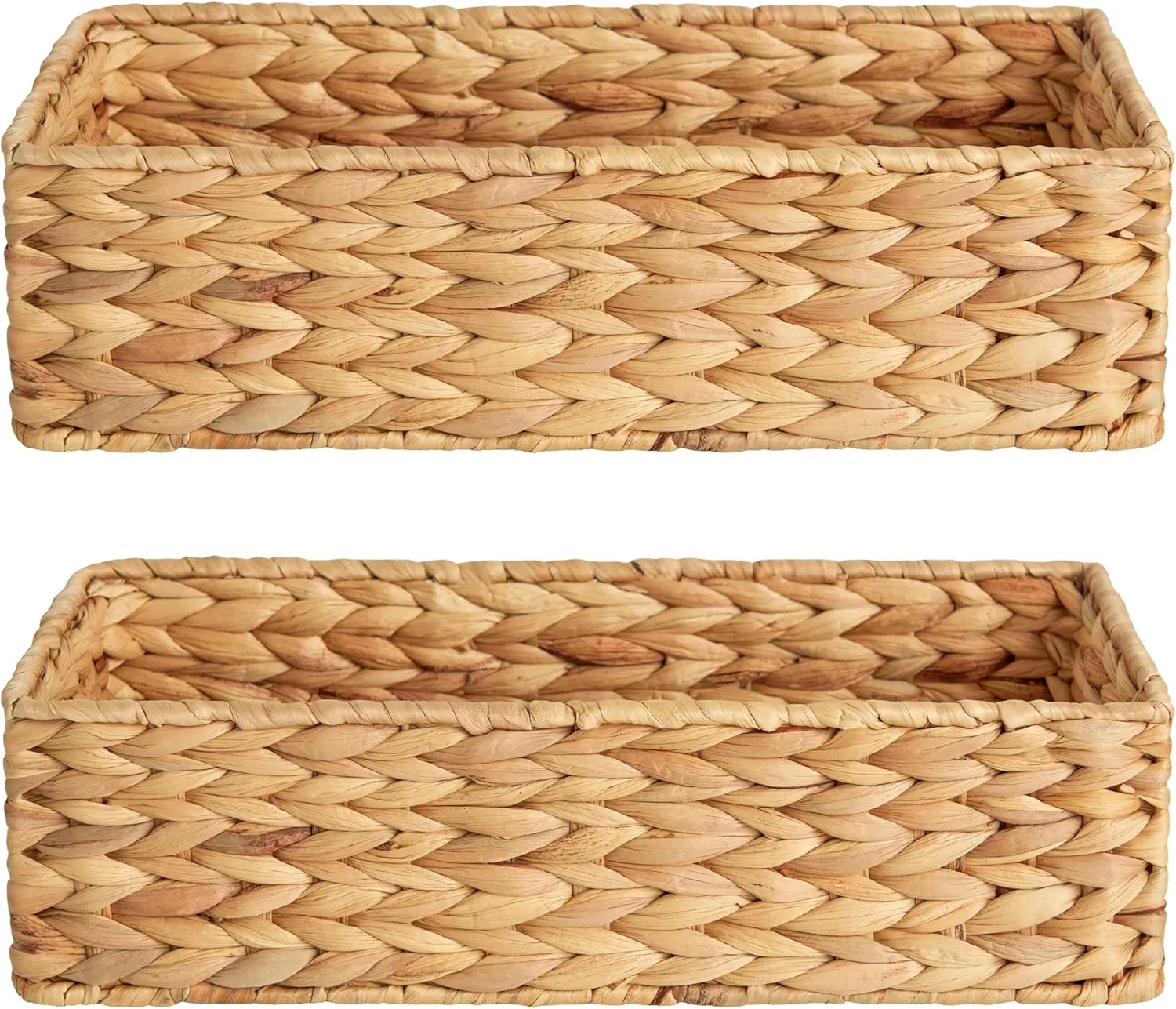 StorageWorks Toilet Tank Basket for Bathroom, Water Hyacinth Storage Baskets for Toilet Tank Top, 2-Pack