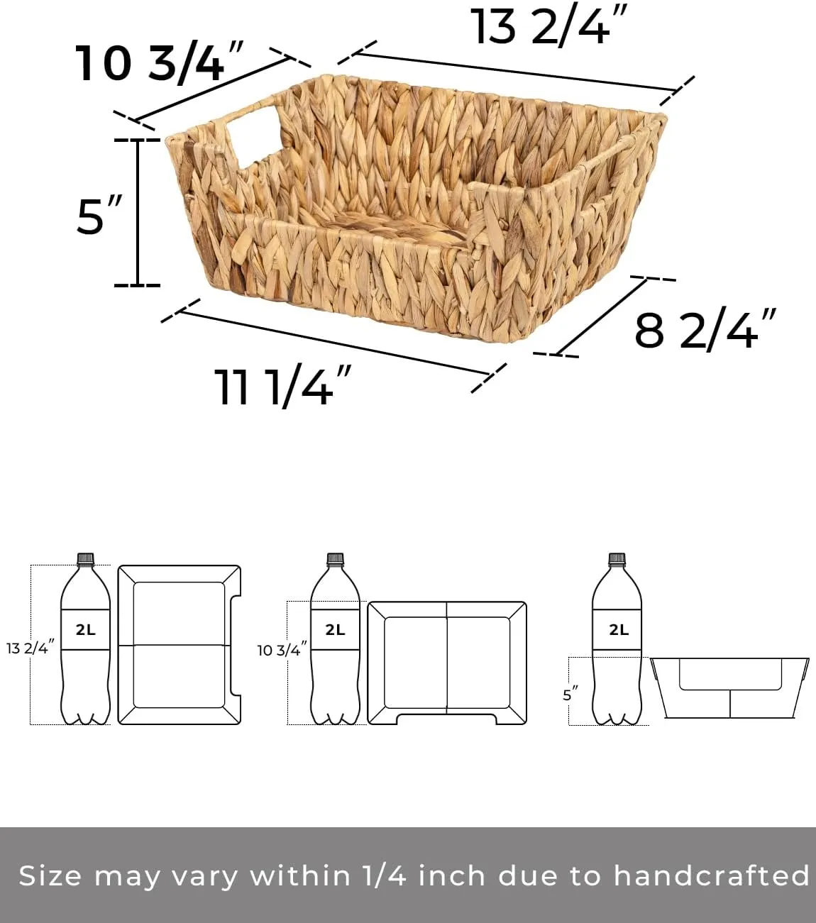 StorageWorks Wicker Basket for Pantry Organizers and Storage, Stackable Water Hyacinth Storage Baskets for Pantry Shelves, 2-Pack