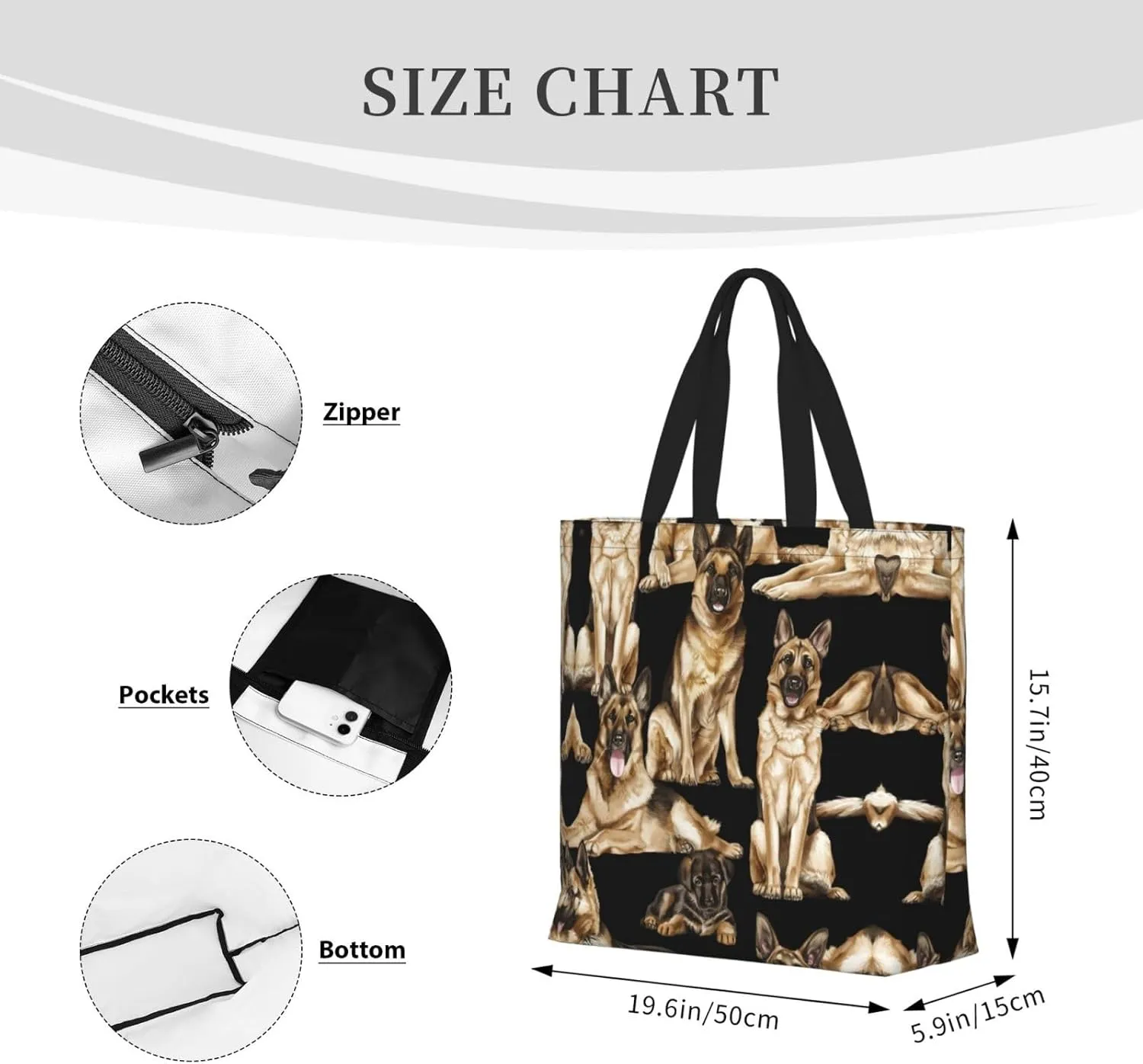 Stripes Black White Print Fashion Tote Bag,Travel Handbag For Women, Hobo Bags, Work Shoulder Bags Crossbody Bag